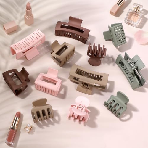 SMKSL 12 Pcs Hair Claw Clips for Women & Girls 3 Styles Hair Accessories - color: Neutral Harmony