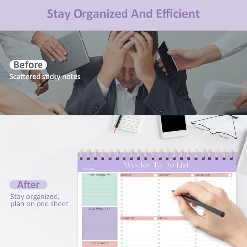 Weekly To Do List Notepad, Undated Weekly Planner (8.5"×11") - color: Purple