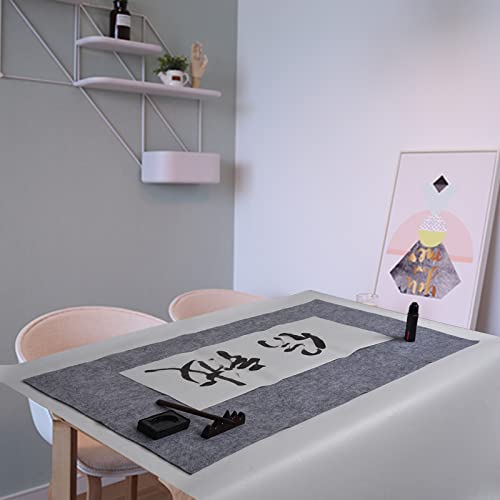 MEGREZ Calligraphy Felt Mat Ink Absorbent Sumi Painting Desk Pad - color: Gray, size: 19.6 x 27.5 inch