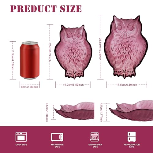 SHOWLOUE Glass Serving Platter, 8 x 6 Inch Owl Serving Trays for Serving Food, Serving Dish for Party, Dark Purple, Small - color: Dark Purple, size: Small