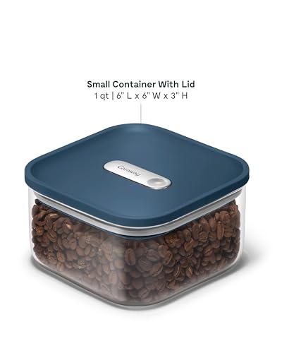 Caraway 1 qt Glass Airtight Food Storage Container with Lid - color: Navy, size: 1qt Container