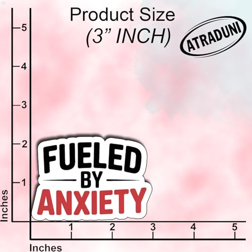 (3Pcs) Fueled by Anxiety Stickers Funny Sarcastic Quote Anxiety Humor Gifts Waterproof Vinyl Decals for Kindle Water Bottle Bumper Car Hard Hat Phone Laptop Size 2.3" x 3" - color: Fueled By Anxiety