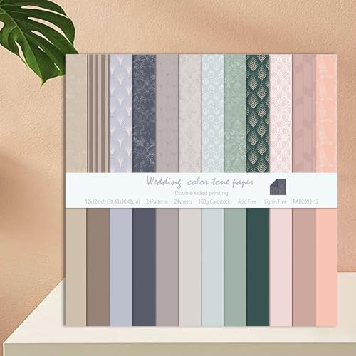 12"X12" Scrapbook Paper, 24 Sheets Double-Sided Dusty Boho Patterned Paper - color: Boho2