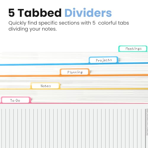 Taja Cute Large Spiral Lined Notebook for Work with 5 Removable Dividers - color: S-Midnight Stroll