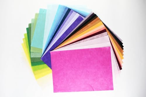 A4 Size 40 Mulberry Paper Japanese Handmade Assortment – Multicolor Origami & Craft Pack – Quality Fiber Sheets for Origami, Paper Art, Crafts & DIY Projects (A4 / 8.27 x 11.69 in) - color: A4 / 8.27 x 11.69 in