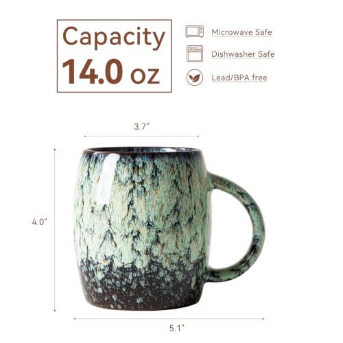 Celadon Rain Ceramic Mug, 14oz Reactive Glaze Mug, Housewarming Gift - color: 14OZ - Celadon Rain · RENEW
