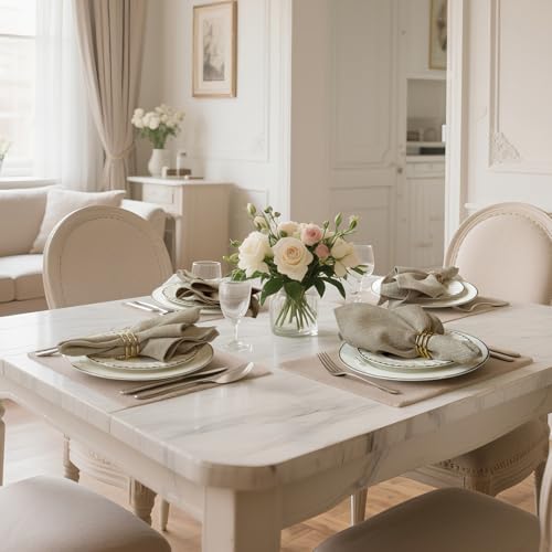 BALCONY & FALCON Rectangle Table Cloth Waterproof Beige 17.7"x17.7" 6pcs - color: Beige, size: 17.7" x 17.7" (Square)-6pcs