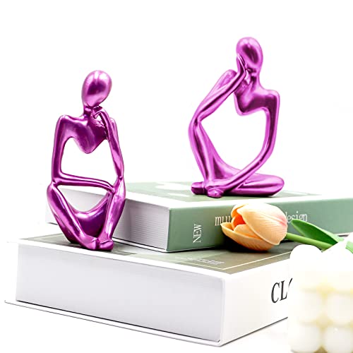 Thinker Statues and Sculptures, Resin Thinker Statue Ornaments, Abstract Style Sculptures, Housewarming Gifts, Housewarming Decorations, Living Room Dining Desk Decorations(Red Right, Small) - color: Red, size: Small