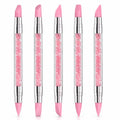 5 Pcs Nail Sculpting Tool, Dual Tipped Silicone Brush for Nails Silicone Nail Tools Nails Art Pen for Foil Carving Drawing Effects
