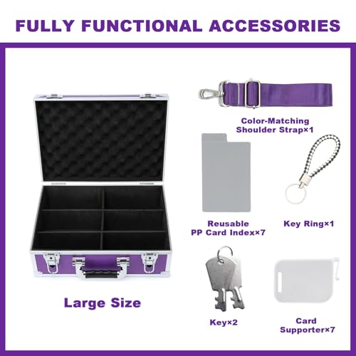 Collectable Trading Card Cases, Toploaders Storage Box, Magnetic Card Storage Hard Cabinet, Graded Card Storage Case, Sports & Trading Collector Storage Box (Purple) - color: Purple, size: Large
