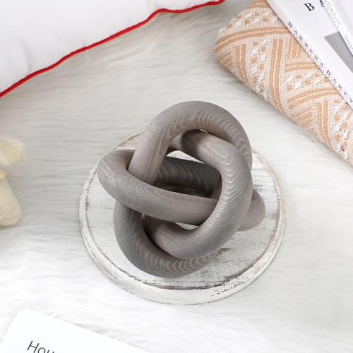 Yalikop 3 Link Wood Knot Decor Rustic Table Shelf Accents, Gray - color: Gray