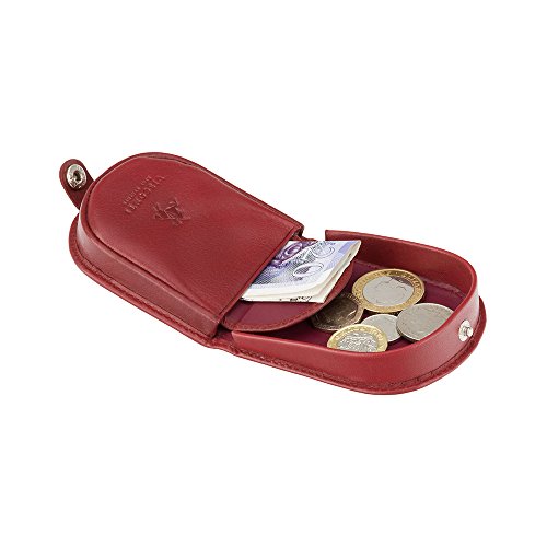 Visconti Polo T-5 Brown Soft Leather Coin Purse Pouch Tray/Change Holder (Red) - color: Red
