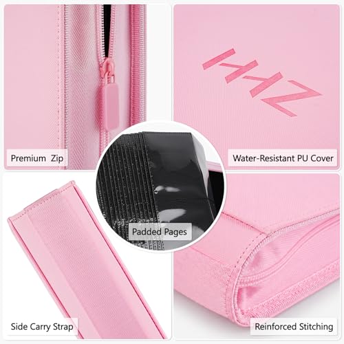 HHZ 16-Pocket Trading Card Binder, 832 Slots, Side Loading, Ringless -Pink - color: Pink