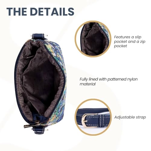 Signare Tapestry Crossbody Bag Sling Shoulder Purse for Women - color: Iris