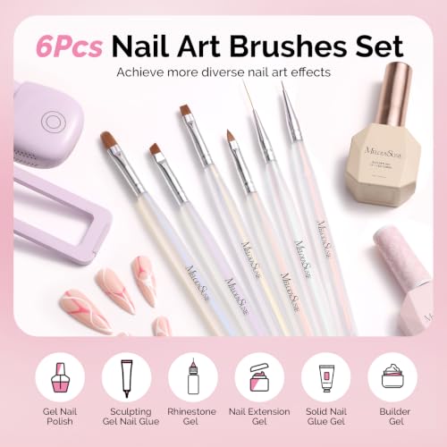 MelodySusie Nail Art Brushes Set 6pcs - size: 6 PCS Brushes