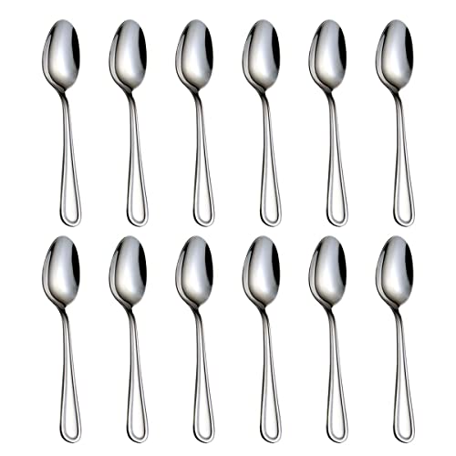 Teaspoons Set,6.29 Inches Tea Spoon12pcs, Stainless Steel, Slilver - size: 12pcs-round