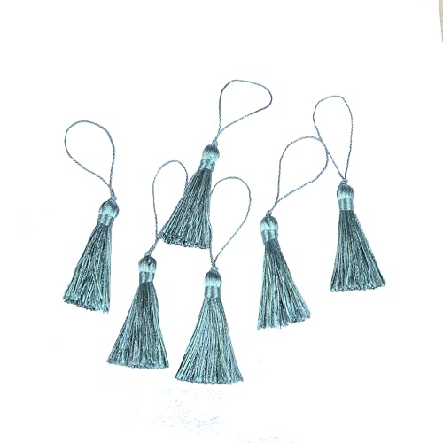 48Pcs Mini Bookmark Tassels Handmade Keychain Silky Tassel - color: 28# Mix Dark Blue