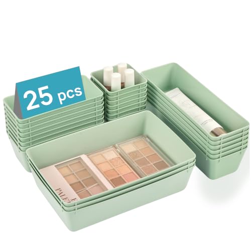 Vtopmart 25 Pack Plastic Drawer Organizers with Anti-slip Rubber Pads - color: Sage Green