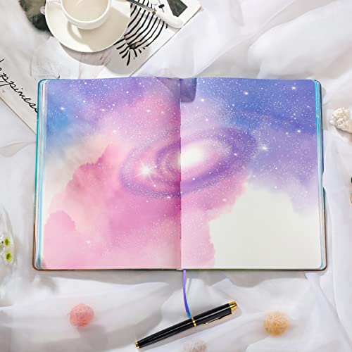SIIXU Space Art Notebook for Writing, Decorated B5 Journal with 160 Blank Colorful Pages, Unique Galaxy Design on Each Colored Page, Large, Hardcover, Unlined - color: Aurora