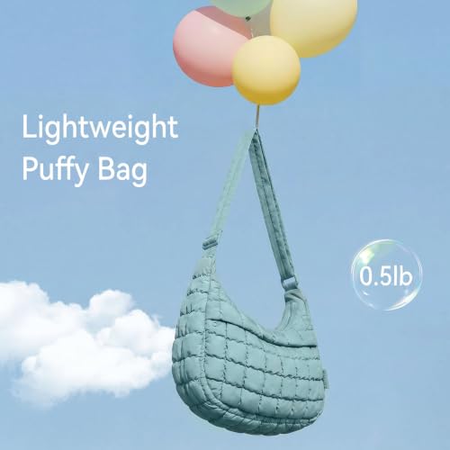 Puffer Crossbody Hobo Bag for Women Nylon Quilted Purse Lightweight Shoulder Handbag with Adjustable Strap - color: 07-blue