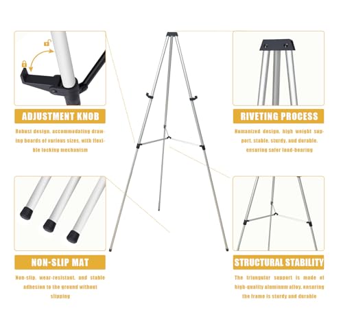 MXG 64" Adjustable Aluminum Large Display Stand,Easel for Painting & Sign - color: Silver