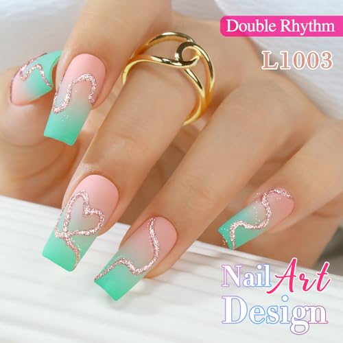 Double Rhythm 15 Ml Metallic Gel Liner Nail Art Gel Bronze Mirror Chrome Painted Drawing Stripper 3D Effect Gel Polish (Glitter Champagne Gold-L1003) - color: Champagne Gold