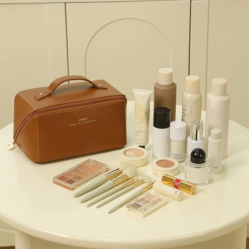 Omeily Travel Makeup & Toiletry Bag for Women Cosmetic Bag Makeup Organizer - color: C-Brown