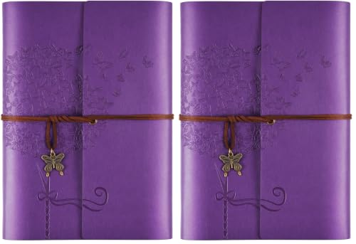 OMEYA Leather Journal Notebook, Refillable Writing Journal Diary Planner, Gifts For Women,Men, Girls, Sister, Friends(Purple, A5-9.3''×6.3'') (Pack of 2) - color: Purple, size: A5-9.3''×6.3'' (Pack of 2)