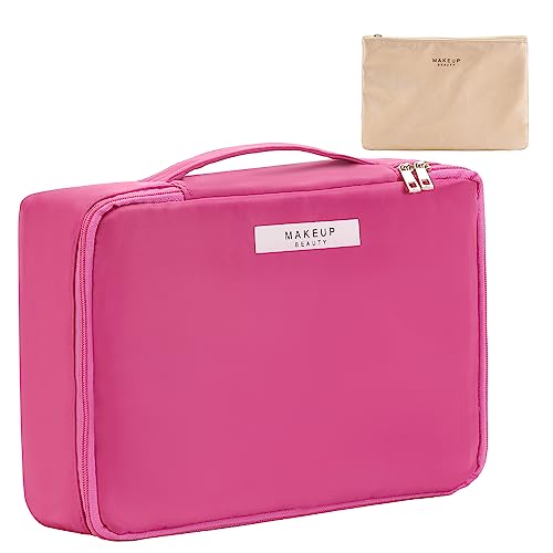 Queboom Travel Makeup Bag Cosmetic Bag Toiletry Bag for Women & Men, Rosy - color: Rosy-1pcs