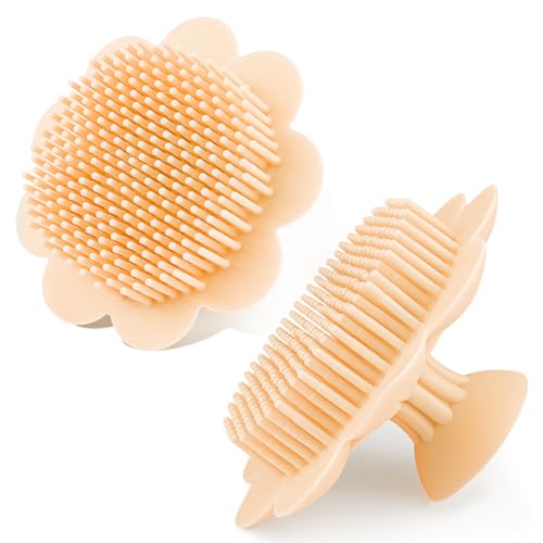 Baby Bath Silicone Brush Shower Scalp Brush Exfoliate and Massage Shampoo Scalp Scrubbie for All Hair Kid Newborn Toddler（Yellow） - color: Color 3
