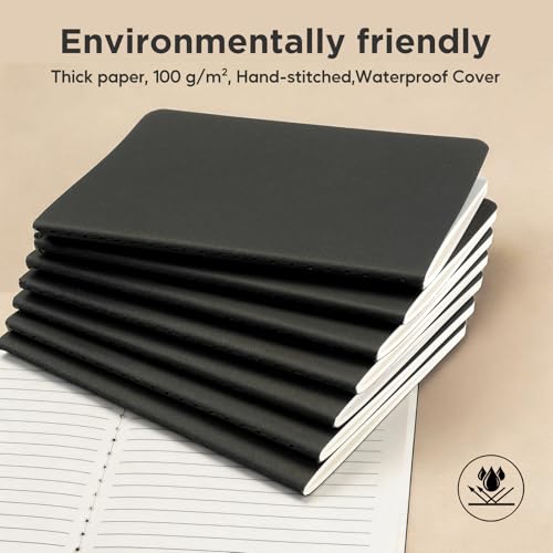 HOMEMARS Lined Notebook,18 Pack,A6,100GSM,Small notebook,3.9" x 5.5", Black, Journaling Notebooks for Travel Journal, Work & School,Thick Paper,Lined Journal Diary Memo NotePad,100 g/m² - size: Lined