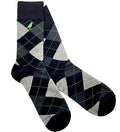Men’s Cotton Crew Dress Socks – Ultra-Soft, Breathable, Everyday Comfort – Argyle Collection - color: Black & Grey