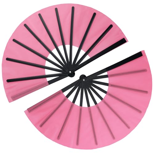 Maitys 2 Pack Foldable Fans for Rave Dancing,Pink,Flash Pattern - color: Pink, style: Flash Pattern