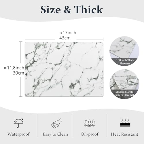 FROMHEART Faux Leather PU Placemats Set of 6 (Marble,11.8" x 17") - color: Marble, size: Set of 6