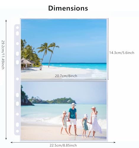 50 Pack Photo Sleeves Holds 200 5"x7" Photos, Clear Photo Page Protector for 3 Ring Binder, Double-Sided Photo Album Refill Pages Photo Pockets Photo Sleeves Binder Sheets - size: 5"x7"