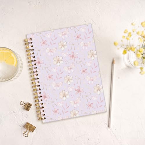 MOFUYU Cute Preppy Purple Bow Notebook Journals Diary - color: Purple(pink)