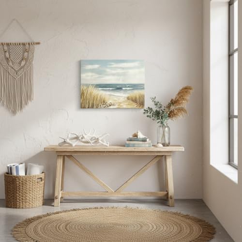 arttitue Beach Wall Art Canvas Bathroom: Ocean Coastal Picture Decor Sea Seascape Prints Modern Seaside Seashore Painting Waves Seagull Artwork for Bedroom Living Room Office Decorations, Blue - color: Beach Path, size: 16"L x 11"W