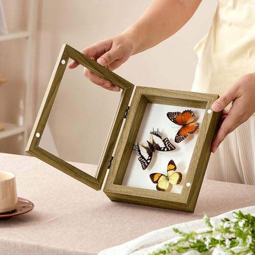 5x7 Brown Deep Shadow Box Picture Frame with HD Clear Glass - color: Brown, size: 5x7