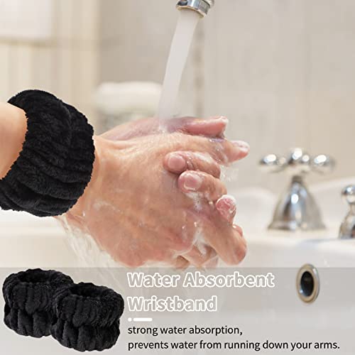WHAVEL 6 Pairs Wrist Towels, Absorbent Spa Sweatbands to Prevent Liquid from Spilling Down Arms - color: C.Black