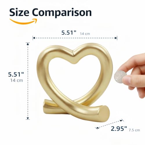 Lescafita Gold Heart Decor Sculpture, Love Heart Statue Modern Home Decor Accent for Living Room Bedroom Shelf Desk Tabletop, Wedding - color: Gold