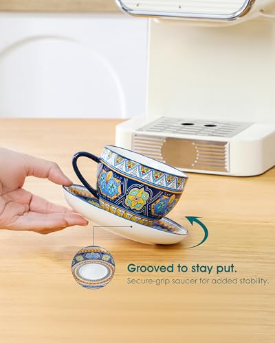 vancasso 8oz Bohemian Porcelain Cappuccino Cups, 6-Piece Set, Lead-free