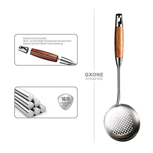 Slotted Spoon,Strainer Skimmer Ladle for Cooking and Frying,15.8Inch - style: Skimmer Spoon-wood handle