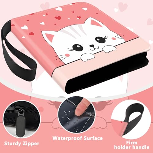 4 Pocket Trading Card Binder, Holds 400 Cards, Zipper Binder - color: Cute Kitten