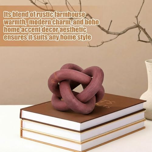 Yalikop 3 Link Wood Knot Decor Rustic Table Shelf Accents, Reddish-Brown - color: Reddish-brown