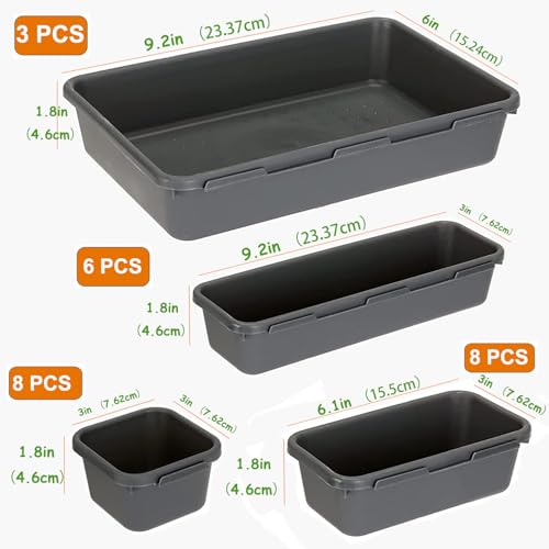 Kutesna 25 PCS Interlocking Desk Drawer Organizer Separator for Office,Bathroom,Kitchen,Makeup,Tool（4 Sizes） (Pack of 2) - color: Black, size: 25 pieces (Pack of 2)