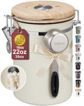 Veken Coffee Canister with Window, Airtight Stainless Steel Container, 22OZ - color: Cream, size: 22 oz
