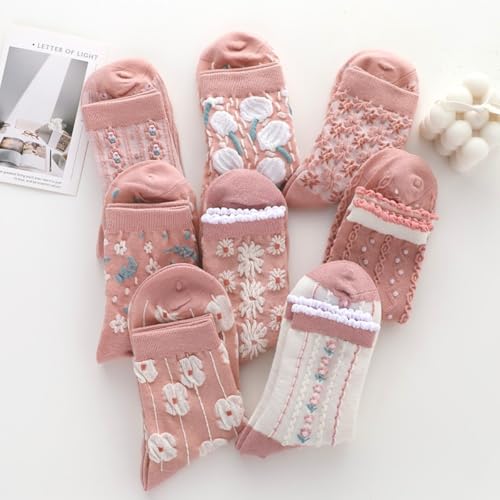 Lavish Lavender Argyle Frill Socks for Women, Dress Socks - color: 5pair-pink2