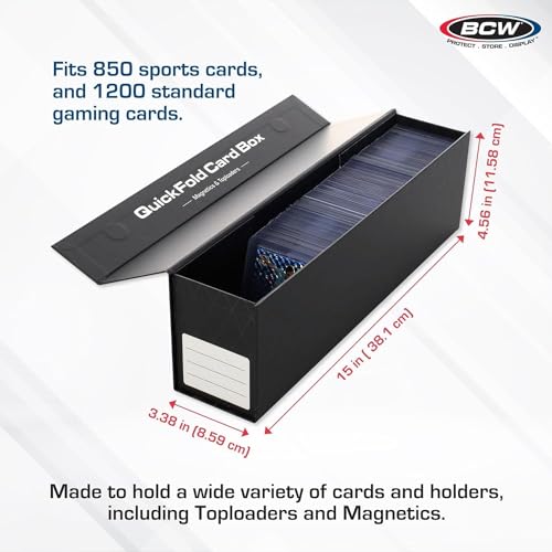 BCW QuickFold Card Boxes for Toploaders and Magnetics, Magnetic Lid, 6 Pack - size: 6 Pack
