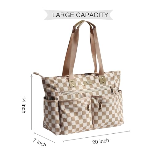 Weekender Bag Carry On Bag Overnight Tote Travel Duffle with 13 Pockets for Travel,Work，Gym,Beach,Teacher,Nurse - color: Corduroy grid