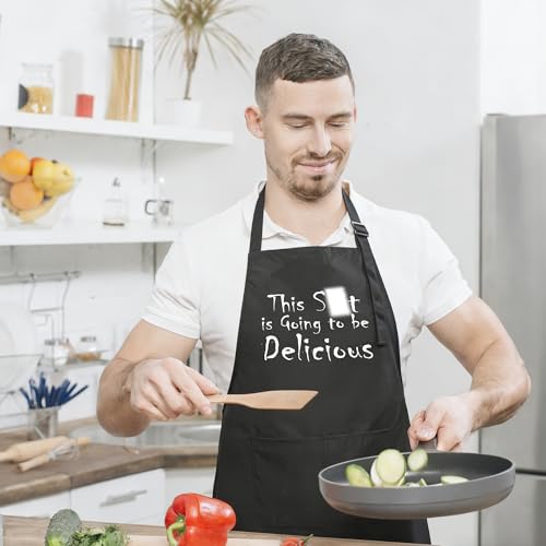 Funny Apron for Men Women,Humorous Kitchen Apron- Grilling Cooking BBQ Accessories, Gift for Dad Husband - color: This ... is Going to Be Delicious